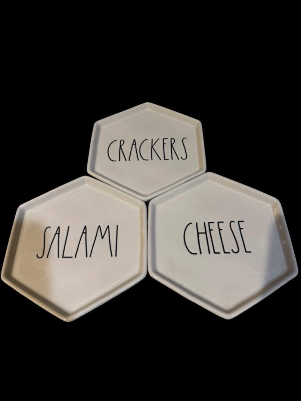 Rae Dunn White Hexagonal Plates Set of 3